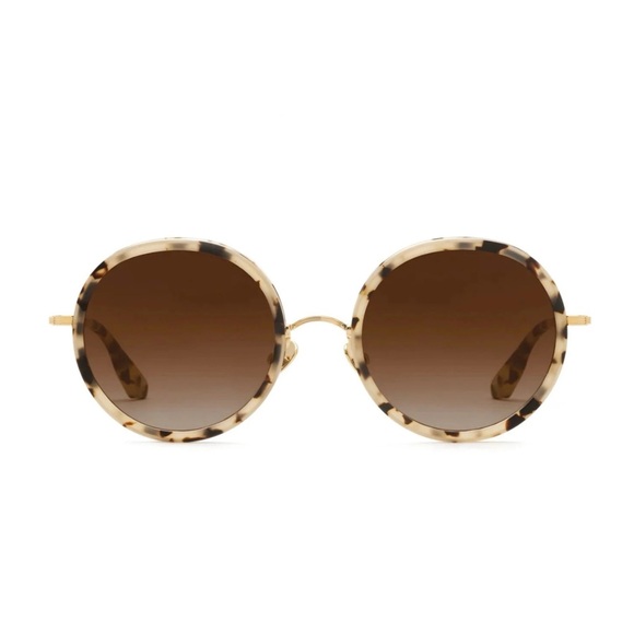 KREWE 18K gold plated round tinted tortoise grey sunglasses NEW - Picture 1 of 7